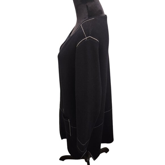 Elena Wang Black Open Front Cardigan Size XL - Picture 6 of 9